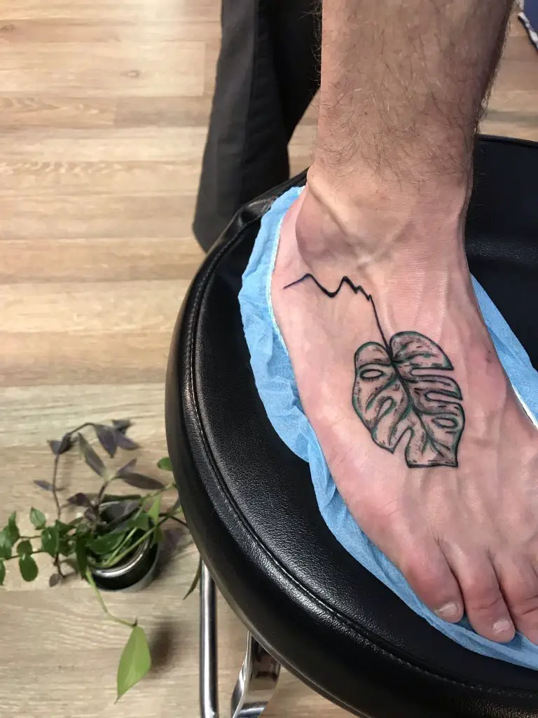 Monstera and Flowers Tattoo