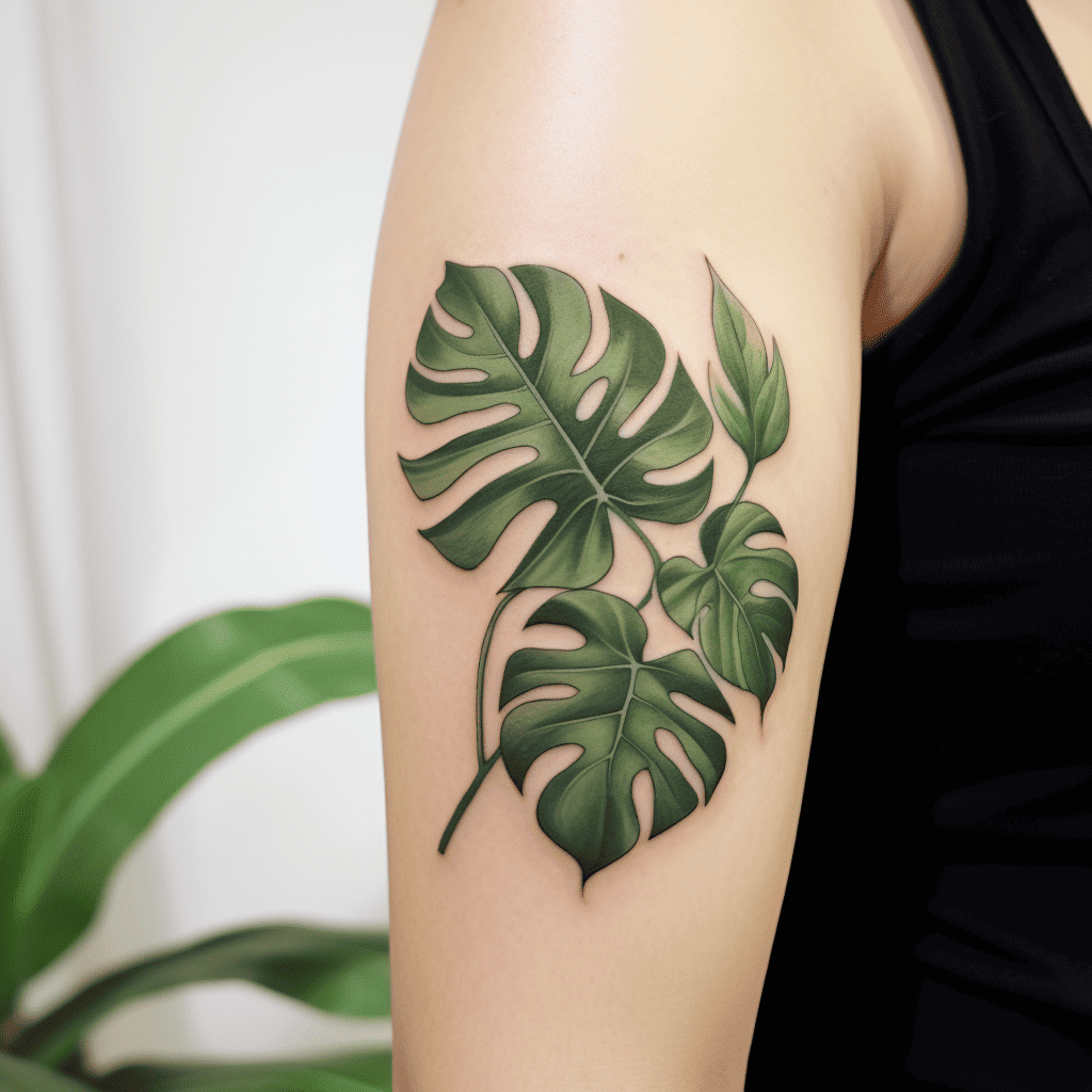 Monstera Bicep Tattoo