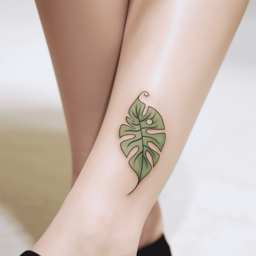 Monstera Ankle Tattoo