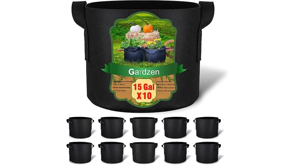10 pack 15 gallon fabric grow bags