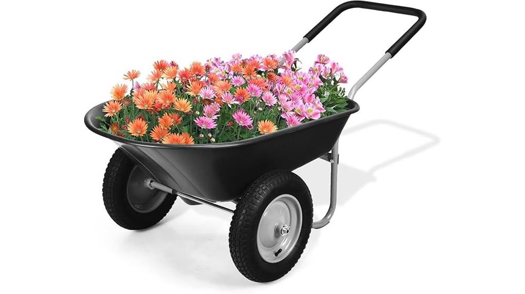 dual wheel gardening wheelbarrow