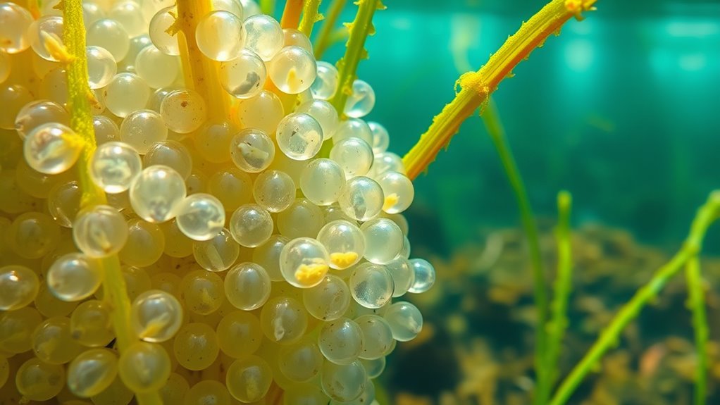 egg masses float in water