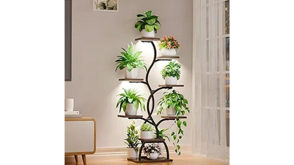 eight tier lighted indoor plant shelf