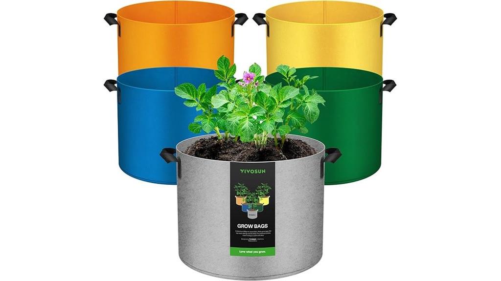 five colorful grow bags
