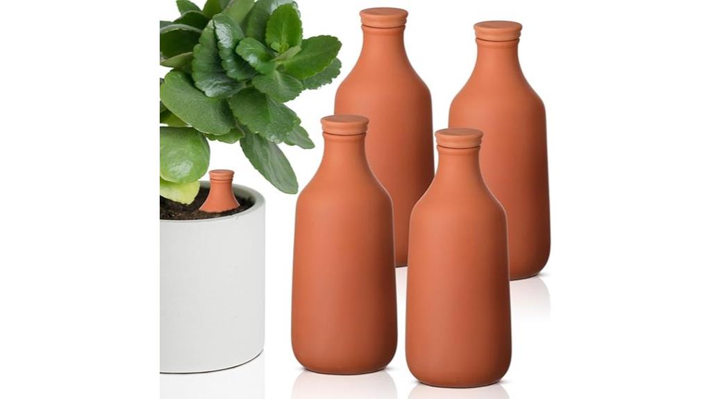 four terracotta watering pots