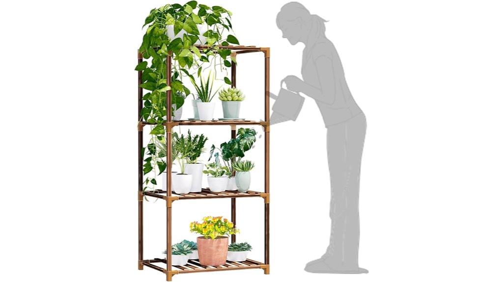 four tier wooden plant stand