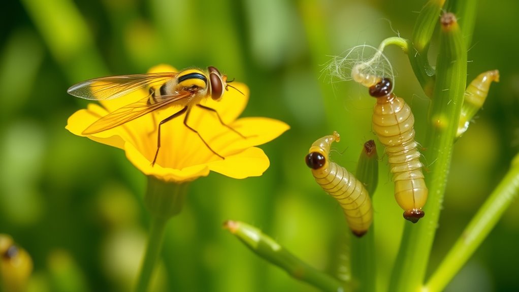 hoverfly larvae and adults
