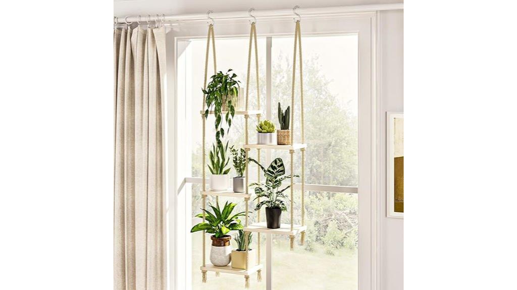 indoor wooden hanging shelves