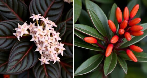 leaf shape and flower color