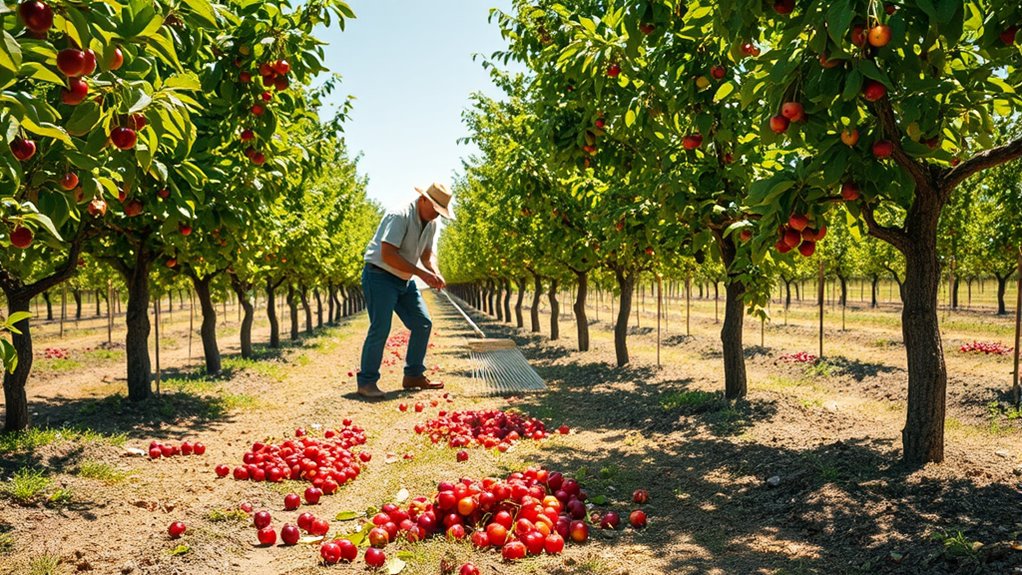 maintain orchard cleanliness regularly
