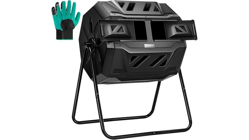 outdoor black tumbling composter