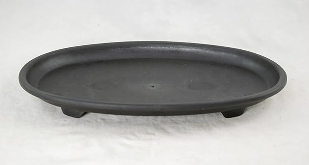 oval black plastic tray