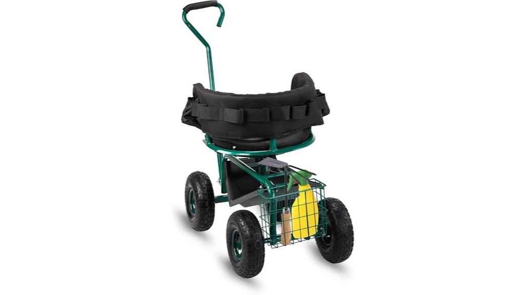 rolling garden stool with handle
