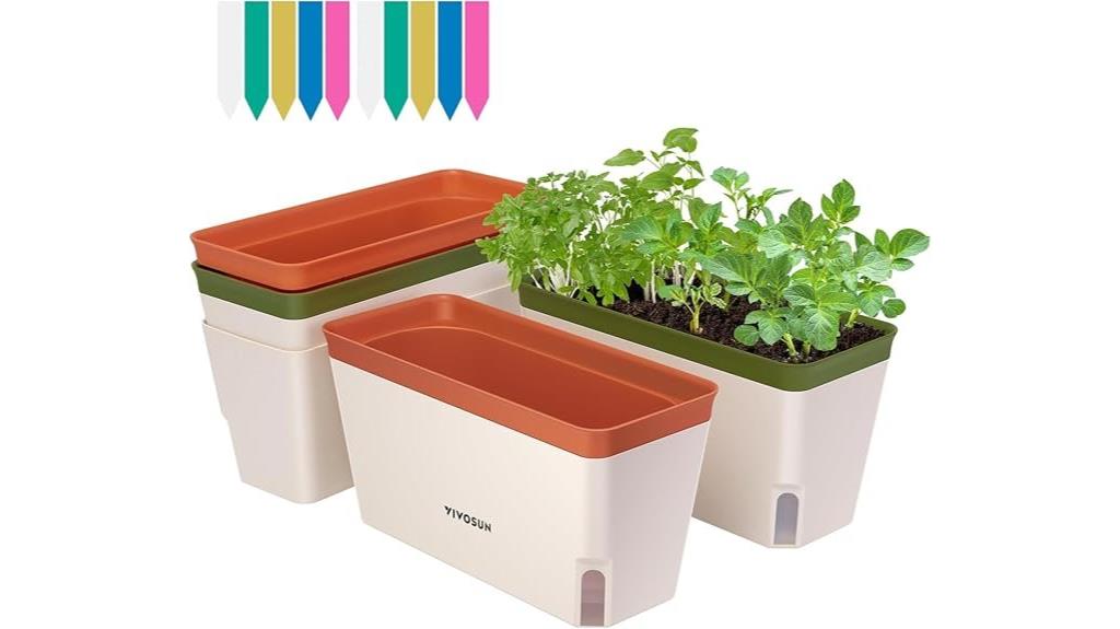 self watering rectangular herb planters