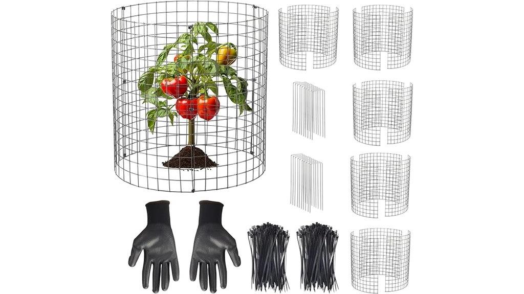 set of five metallic plant guards