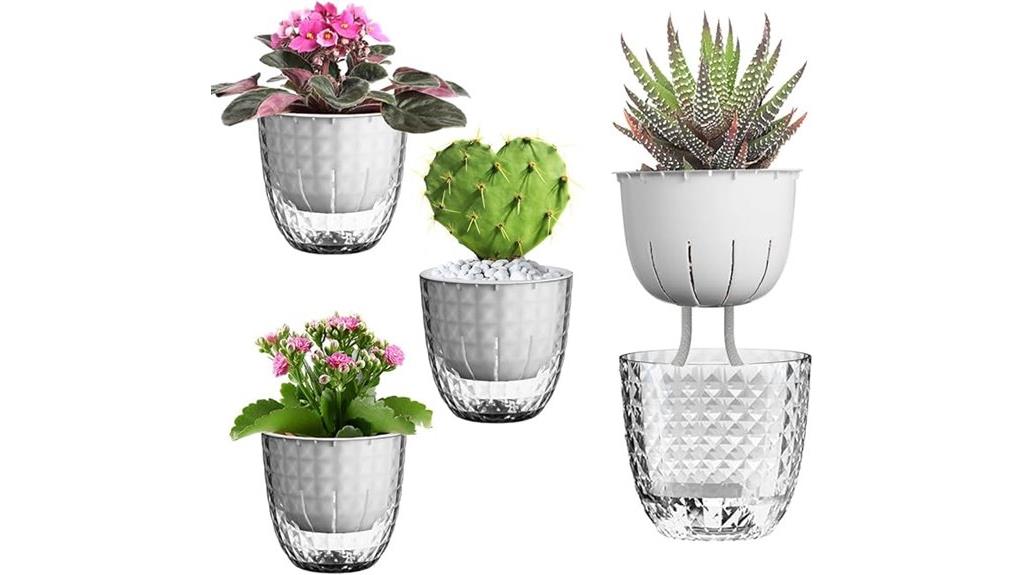 set of four self watering pots