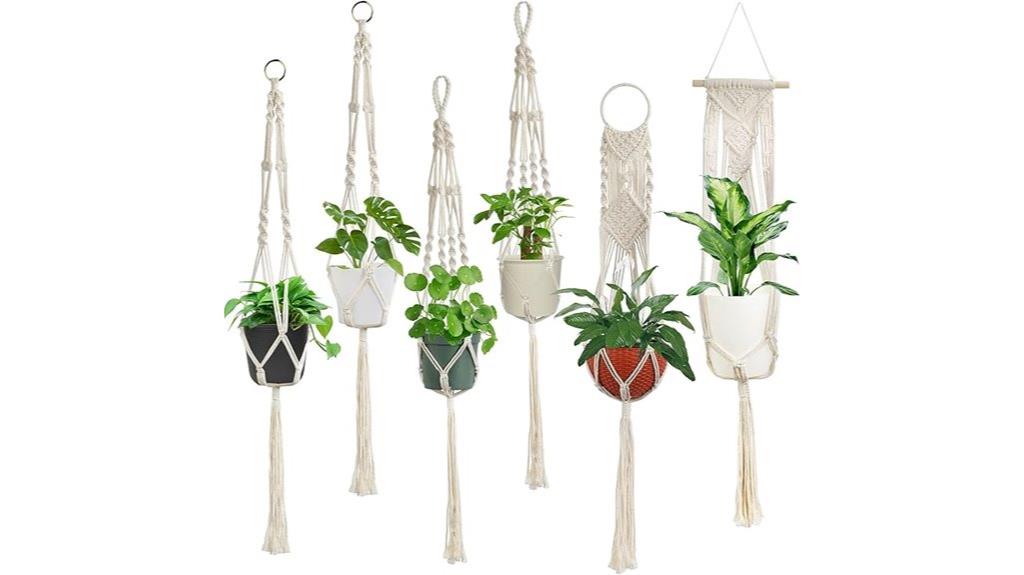 set of six macrame hangers