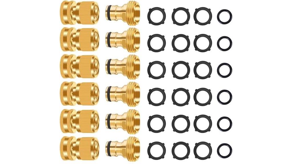 six brass hose connectors