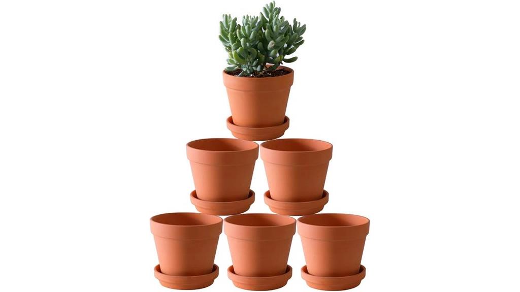 six large clay planters