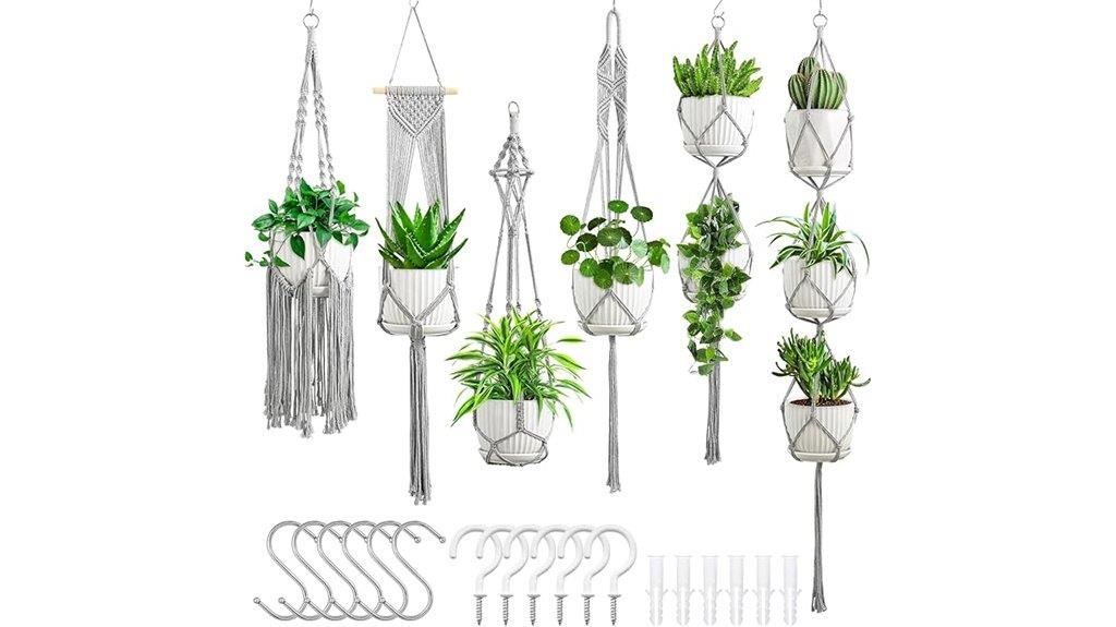 six pack indoor macrame hangers