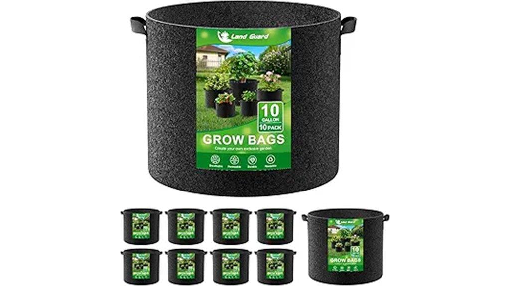 ten fabric grow bags