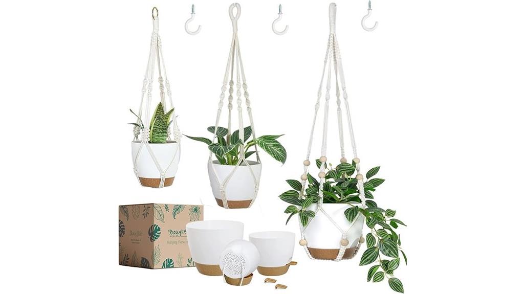three piece macrame hangers