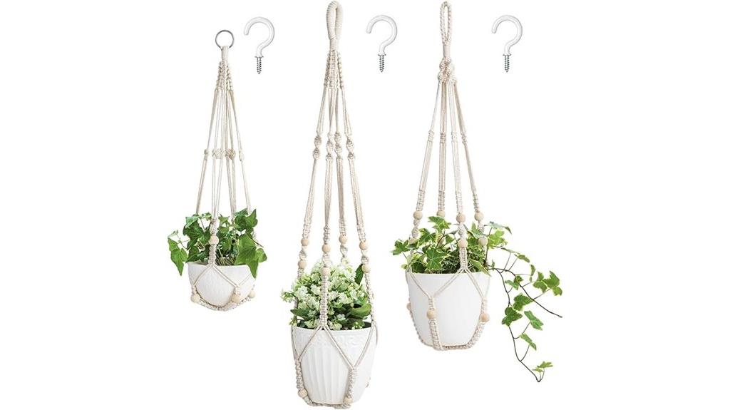 three piece macrame plant holders