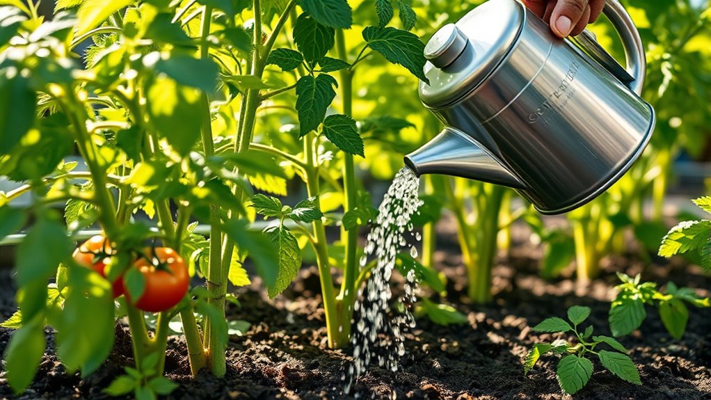 water plants at soil level