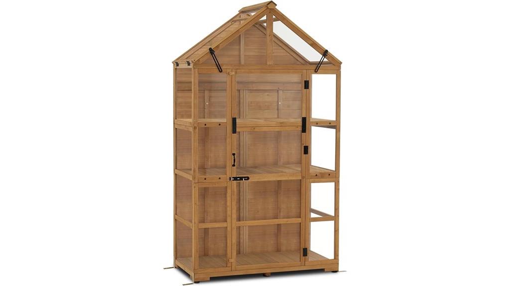 wooden greenhouse with vents