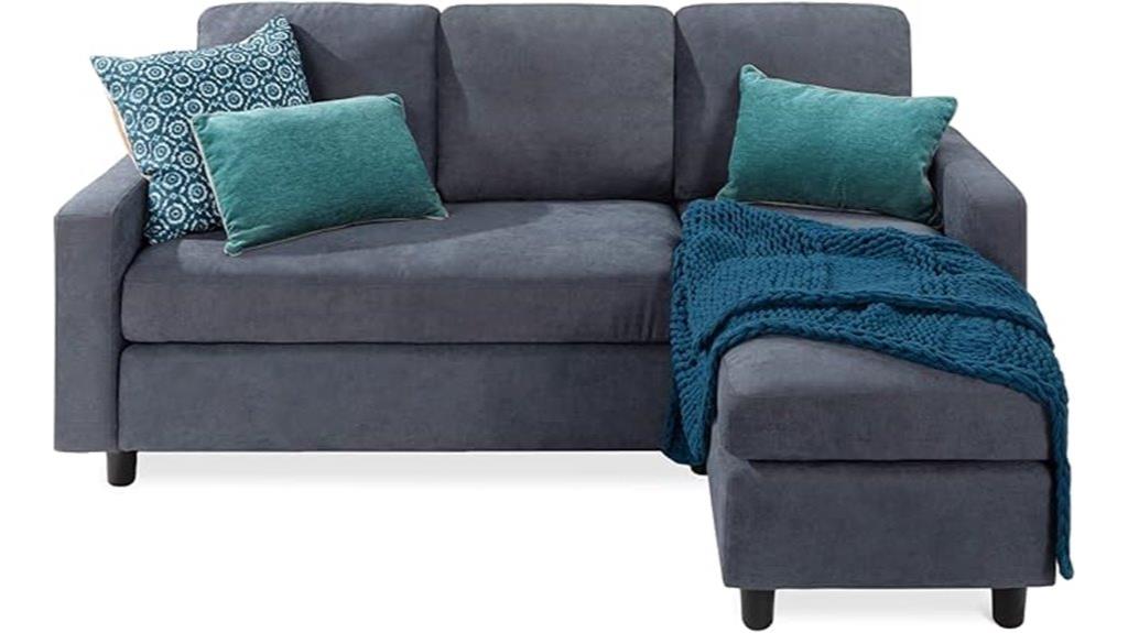 blue gray upholstered sectional