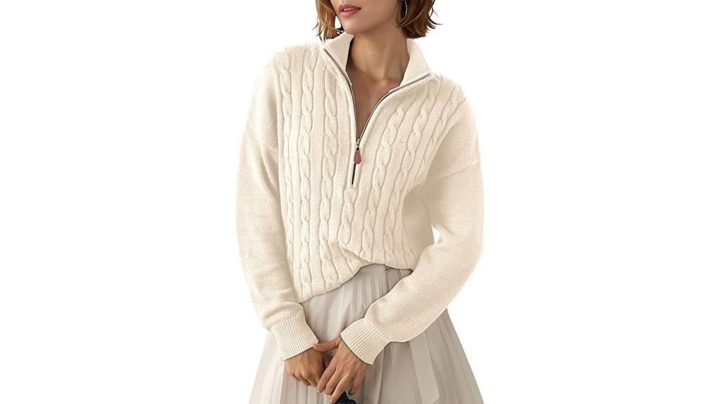 casual ribbed cable sweater