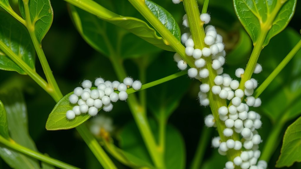 cottony mealybug clusters
