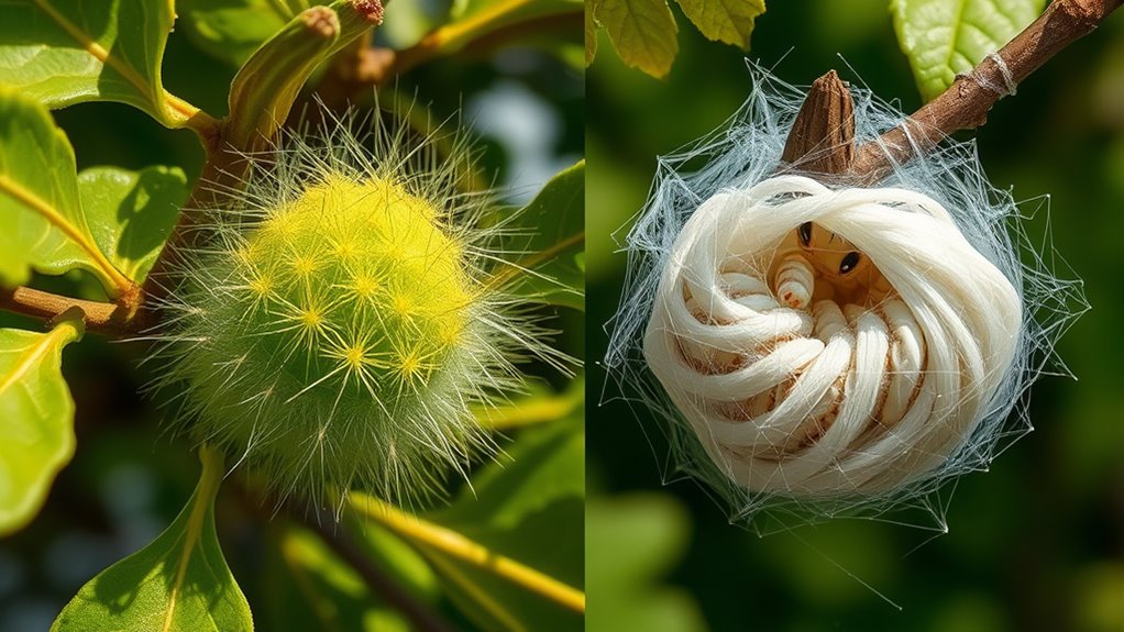 different web building caterpillar behaviors