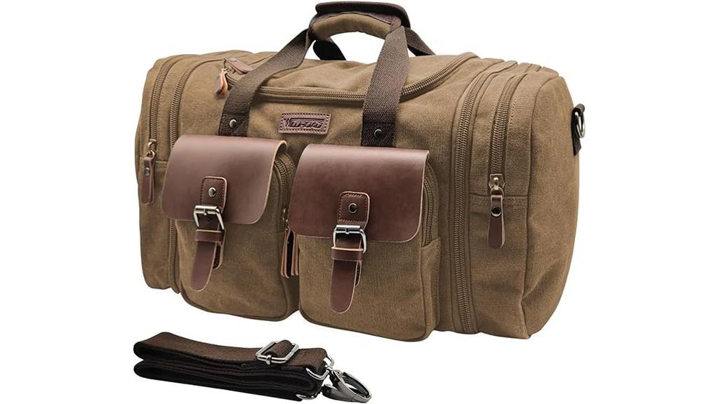 expandable leather travel bag