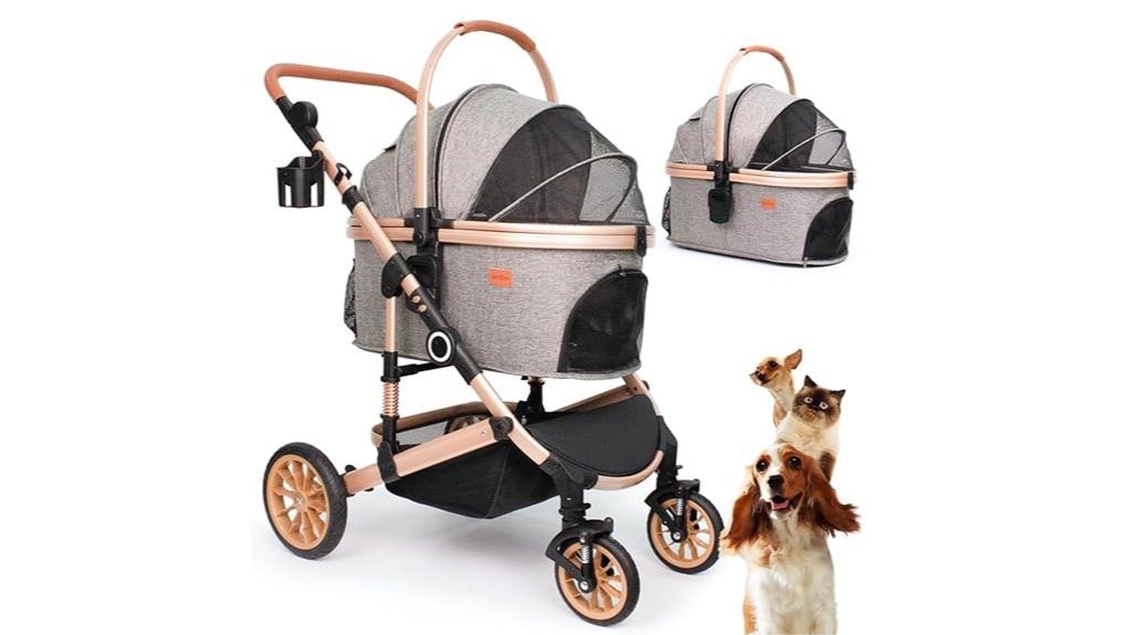 foldable 3 in 1 pet stroller