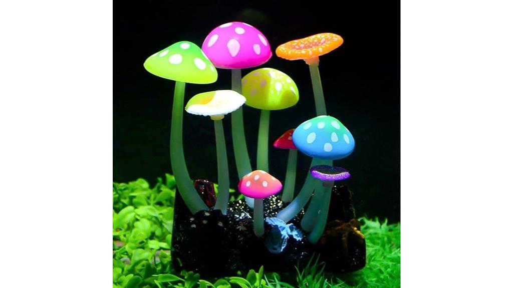 glowing aquarium mushroom decor