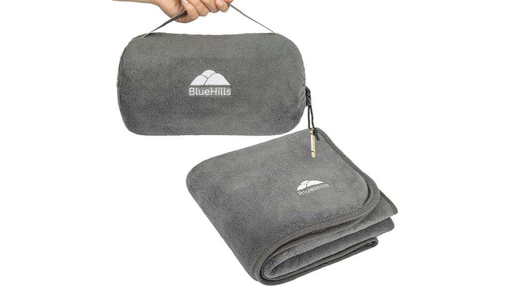 grey travel blanket set