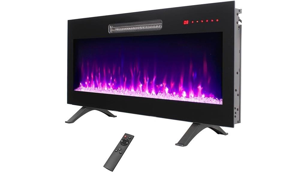 large electric fireplace with remote