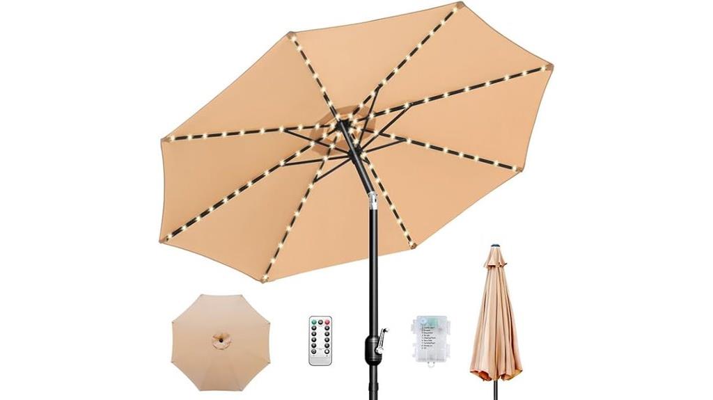 led lit 10ft patio umbrella
