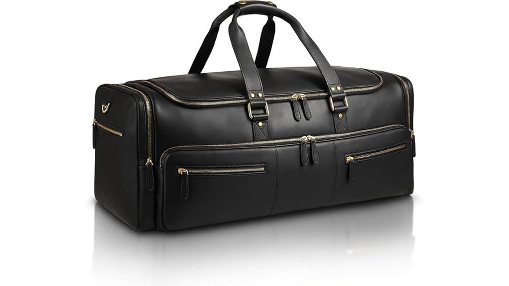 luxurious leather duffle bag
