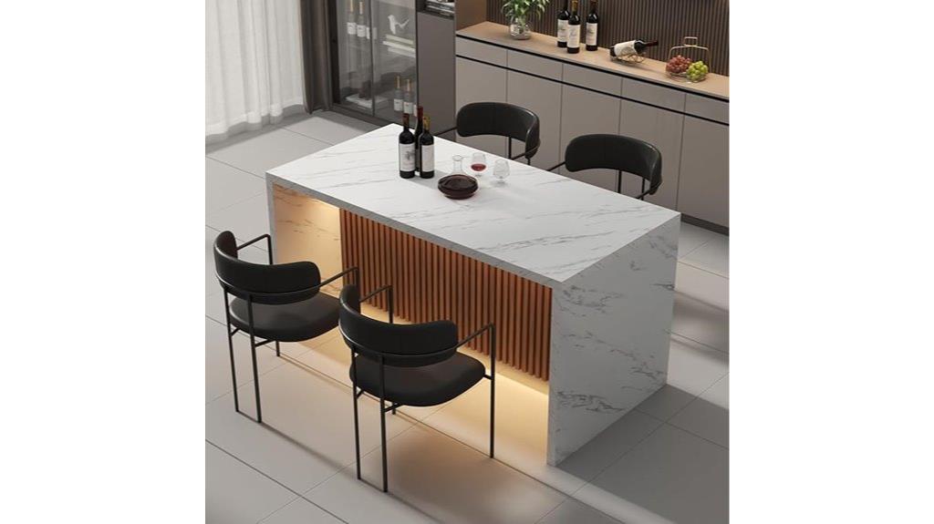 marble led dining table