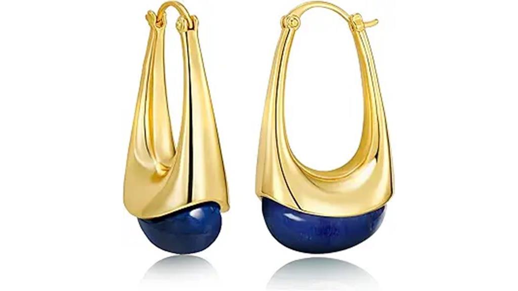 oval resin gold hoops