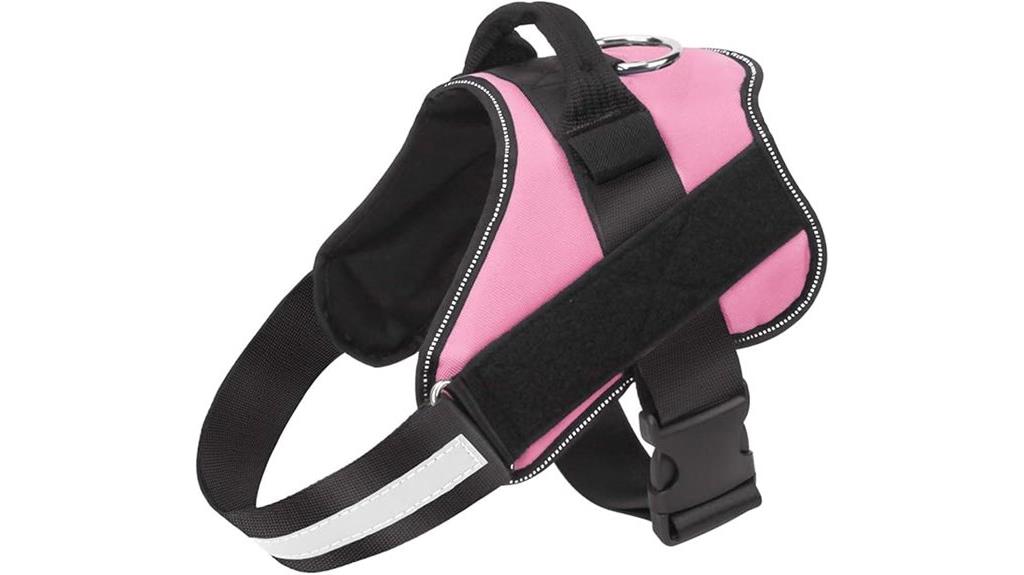 pink reflective dog harness
