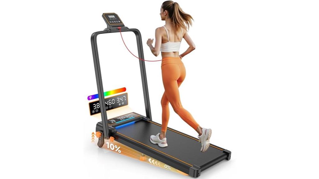 portable incline treadmill with led