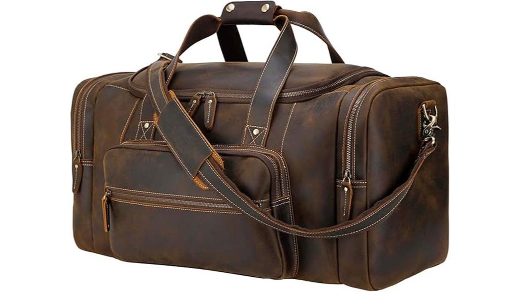 premium brown leather duffle