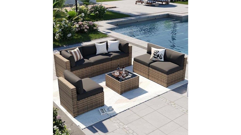 seven piece outdoor wicker set