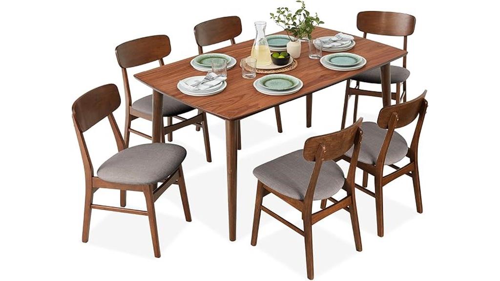 seven piece wooden dining set