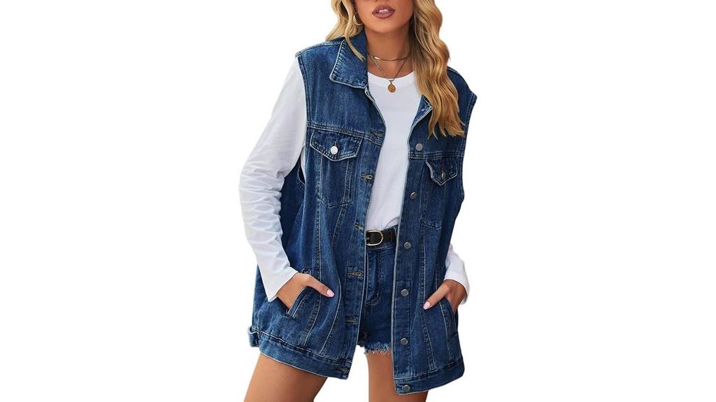 sleeveless button denim vest