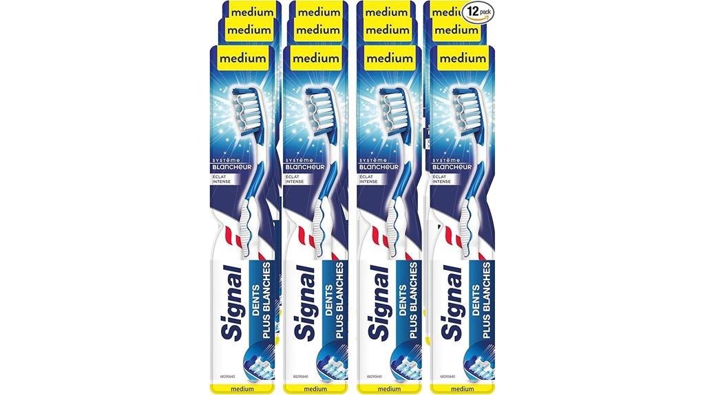 twelve medium toothbrushes pack