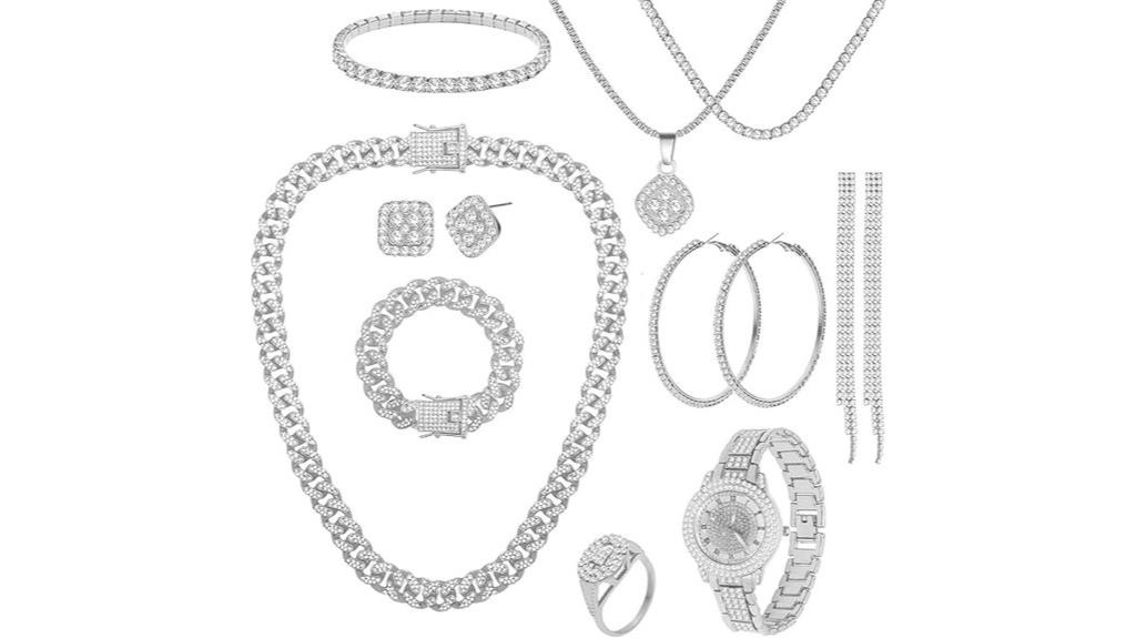 unisex silver jewelry set